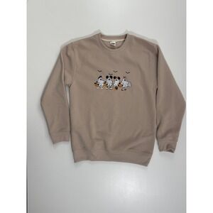 EMB Merch Mickey Mouse Ghost Halloween‎ Crewneck Sweatshirt Tan Small